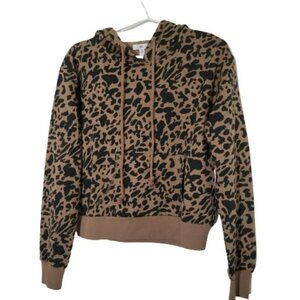 BP animal print sweatshirt hooded, crop long sleeve, kangourou pocket
